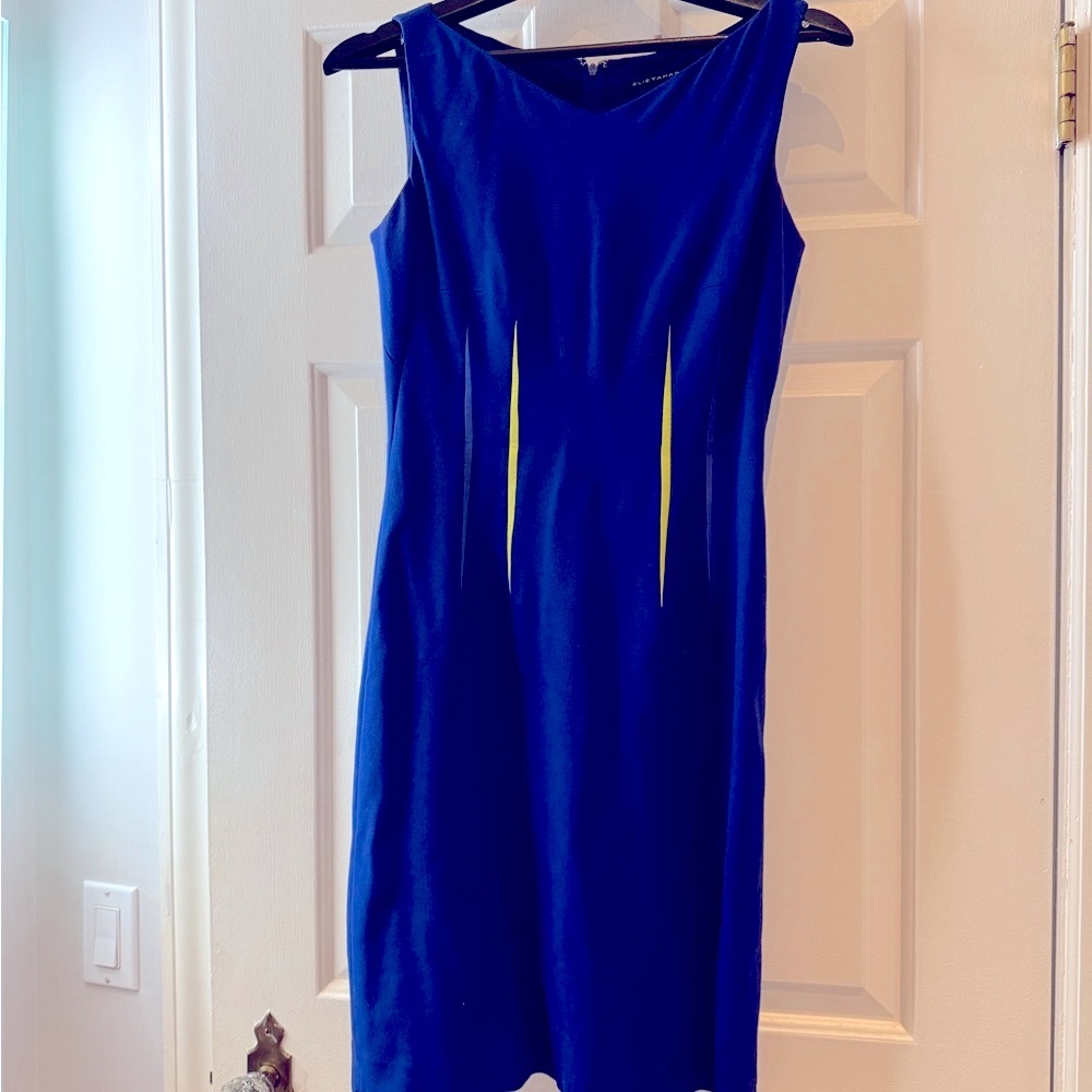 Elegant Blue Dress with Yellow Accents